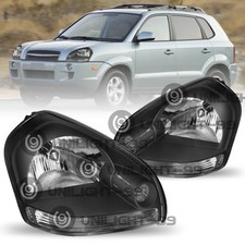 Fit For 2005-2009 Hyundai Tucson Halogen Black Headlights Assembly Pair 05-09