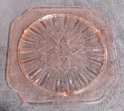 Depression Pink Jeannette Glass Adam pattern Footed Cake Plate
