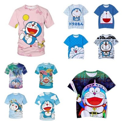 Cartoon Doraemon Kinder Jungen Mädchen T-Shirt 3D Kurzarm Freizeit T-Shirt Tops Geschenk