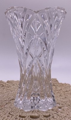 Vintage Crystal Treasury 4  Flower Vase Noritake West Germany Fan Design MCM