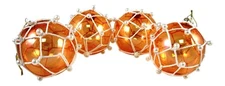 Translucent Fishing Net Glass Ornaments with Pearls 3.25 Inch Set of 4