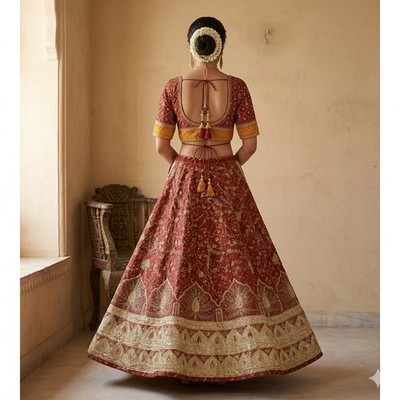 lehenga dress cotton Printed Pure Cotton Lehenga in Navy Blue