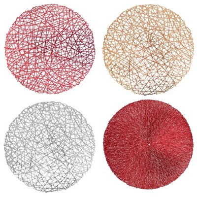 Weihnachten Tischset 4er Set Silber Gold Rot Netz Tisch Schutz Hitzebeständig