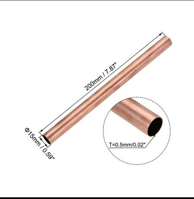 3 Stück Kupfer Rundrohr 15 mm Außendurchmesser 0,5 mm Wandstärke 200 mm Länge Rohr Rohr