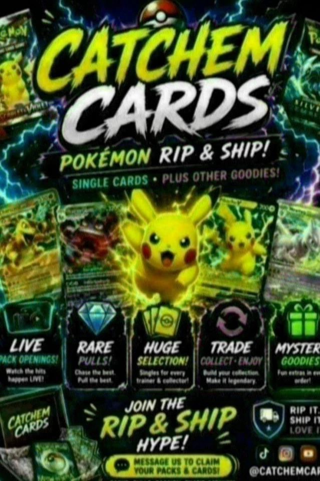 Catchem Cards Rip & Ship,151 tins, Single Cards, first partner illustration