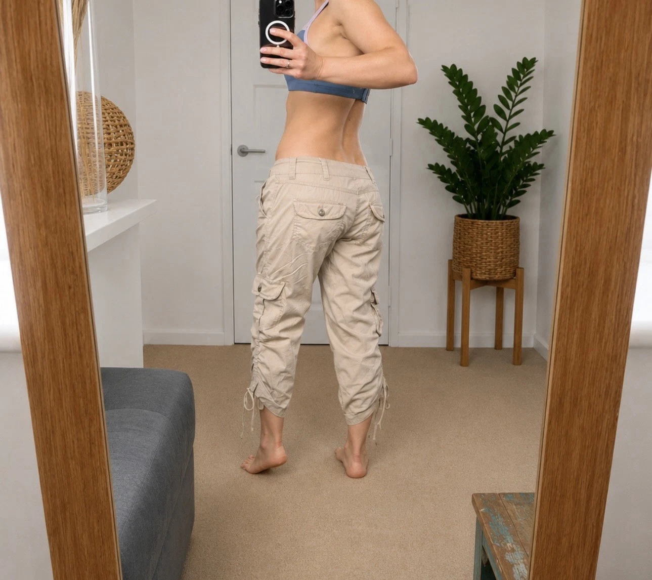 Y2K 2000s Vintage Cargo Capri Pants Size S - UK 8 10