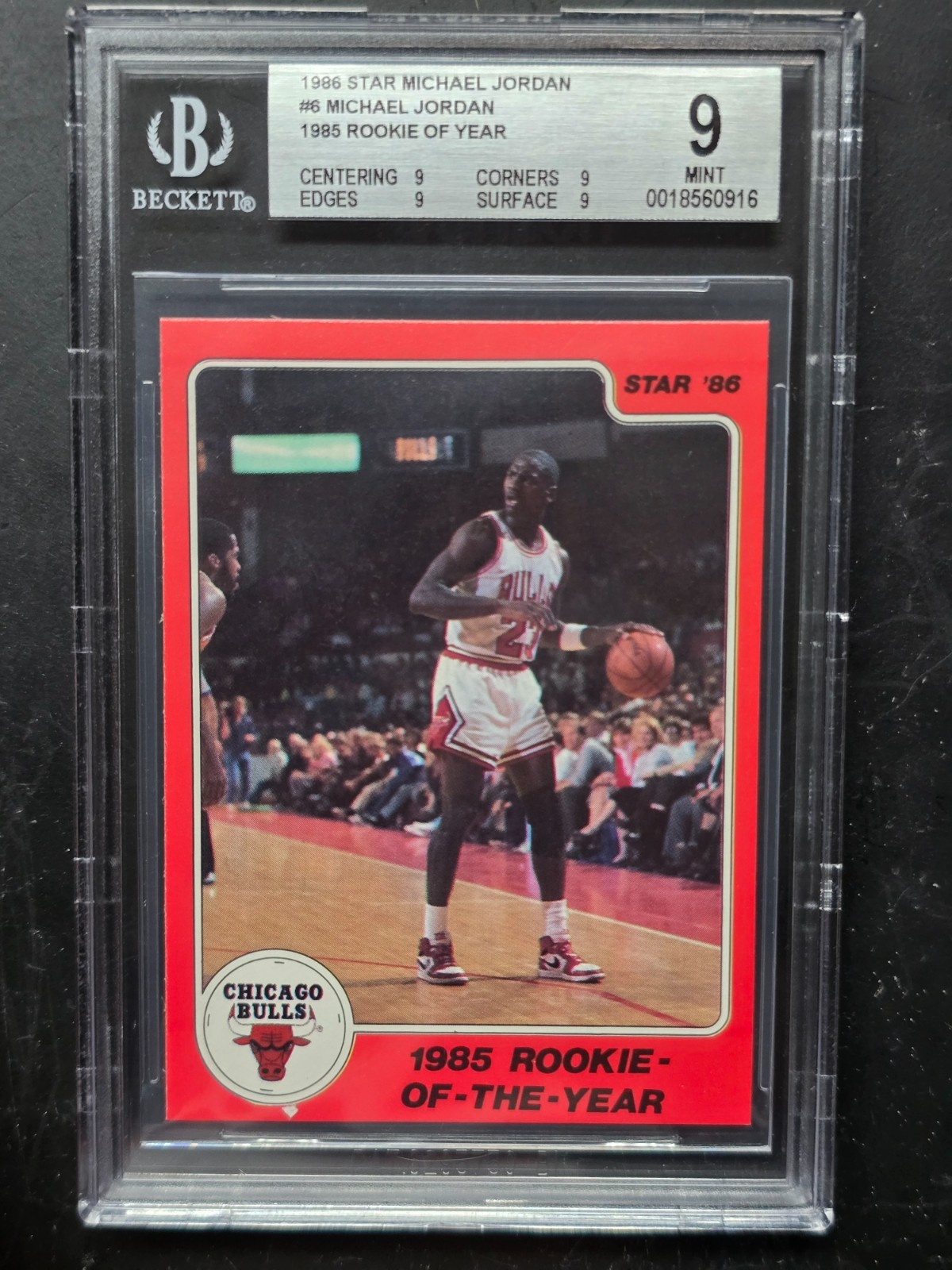 🔥 1986 STAR MICHAEL JORDAN #6 1985 ROOKIE OF THE YEAR RC MINT BGS 9 🔥