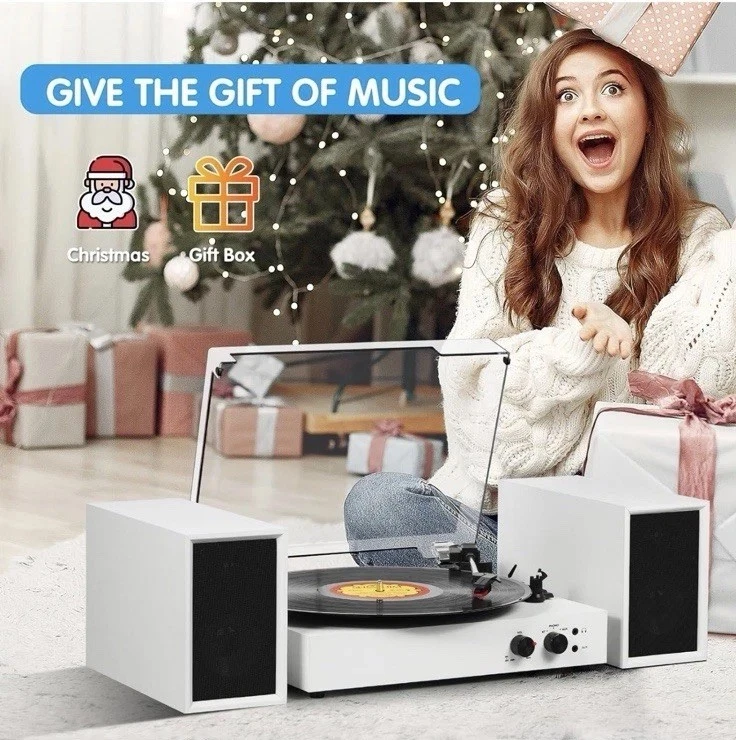 Record Player for Vinyl with External Speakers, Bluetooth 3 Speed Vintage Bel - Image 3 of 4