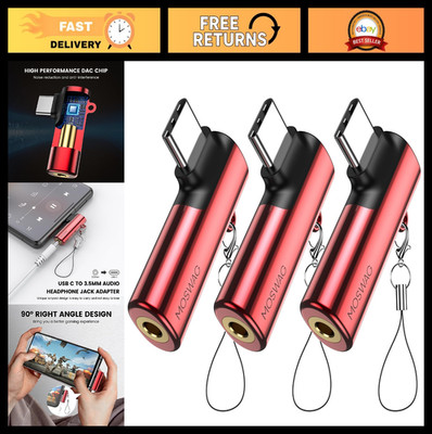USB C to 3.5mm Headphone Adapter Right Angle Aux Mic Hi-Res DAC for Samsung Pixe