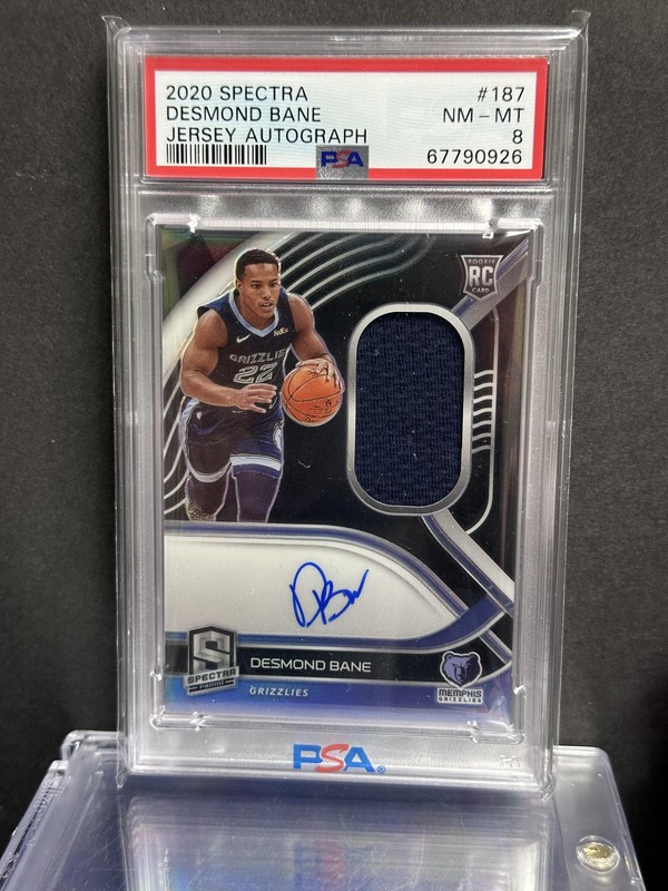 PSA NM-MT 8 2020 Panini Spectra #187 Desmond Bane Jersey Autograph #/149 Memphis
