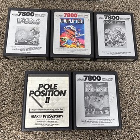Atari 7800 Games Lot Of 5 Ms PAC Man Dig Dug Choplifter Food Fight Tested