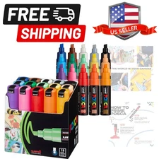 Broad Chisel Tip Acrylic Paint Markers Set of 8 - Color on 50+ Surfaces