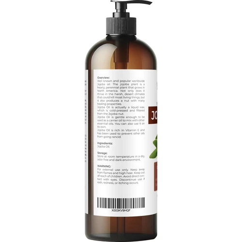 Jojoba Oil - 16 fl oz | 100% Pure and Natural | After Shower Body Oil | Golde... - Picture 6 of 9
