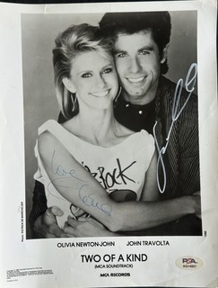 Olivia Newton John & John Travolta Dual Signed 8x10 Photo TWO OF A KIND PSA/DNA