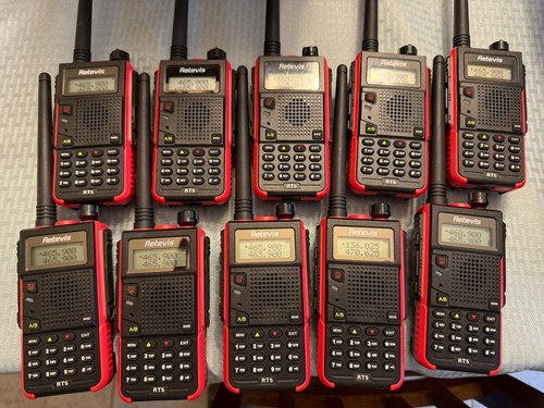 10 Retevis RT5 Radios With Accessories And Chargers In Excellent Condition