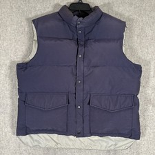 VINTAGE Woolrich Goose Down Puffer Vest Men's Size Large Navy Blue Distressed