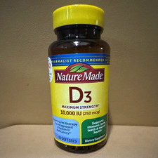 Nature Made Vitamin D3 250 mcg 10,000 IU Softgels 60 Count Immune Support