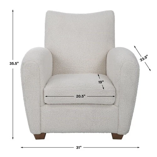 Uttermost Teddy Modern Wood and Fabric Shearling Accent Chair in White - Picture 8 of 8
