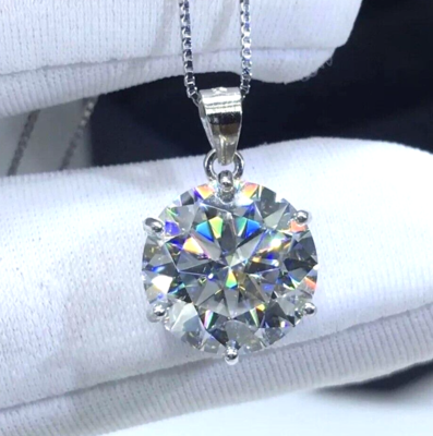 #ad RARE 16 Ct Certified Treated Off White Diamond Solitaire Pendant In 925 Silver $222.00