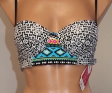 New Hula Honey Swimsuit Bikini Top Sz M Push Up Underwire Multi