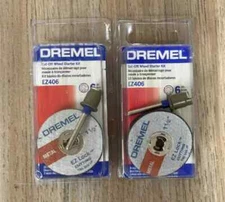 LOT OF 2 DREMEL EZ406 6 PC STARTER KITS SO 10 CUT OFF WHEELS WITH 2 MANDRELS-NEW