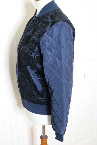 Anthropologie Clemence Navy Blue Quilted Bomber Jacket MSRP $198 Women Sz XS - Picture 6 of 10