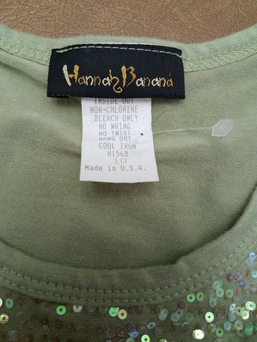 BOUTIQUE DESIGNER HANNAH BANANA lght olive green tank Top Sequins 10 Girls Shirt - Picture 5 of 12