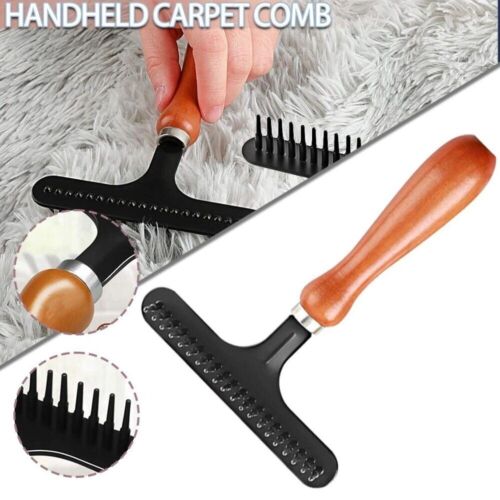 HandHeld Carpet Groomer Rake Shag Rug Rake Cleaning Brush Pet Grooming Comb - Picture 1 of 7