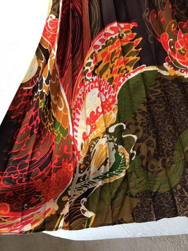 Vintage Kristi Dress 70s Retro Psychedelic Unusual Pattern Pleated Skirt Medium - Picture 4 of 16