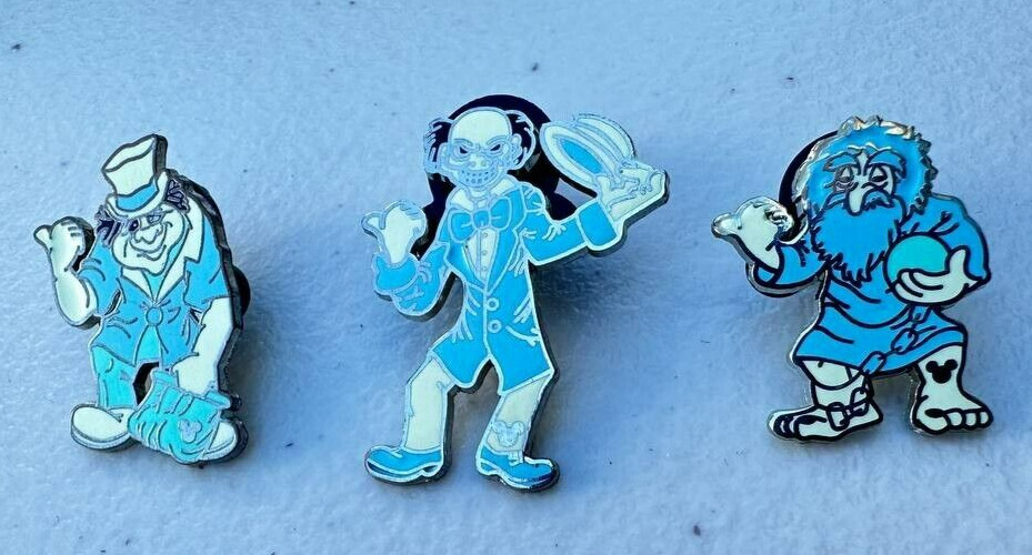 WDW Disney Haunted Mansion Hitch Hiking Ghost  Hidden Mickey Set of 3 Pins
