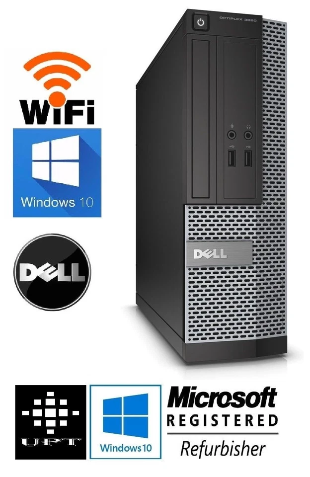 Dell Desktop PC Computer Core i3 8GB DUAL 22" LCD Monitor WiFi Windows 10 - Image 3 of 4