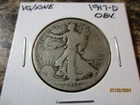 1917-D OBVERSE WALKING LIBERTY SILVER HALF DOLLAR VG/FINE    AA3