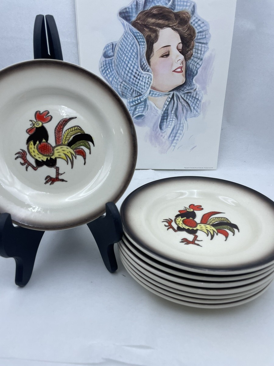Vintage 50's Metlox Poppytrail Red Rooster 8 Pc. Set 6