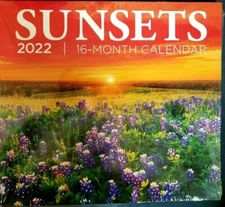 2022 Sunsets 16 Month Wall Calendar 11" X 20" 