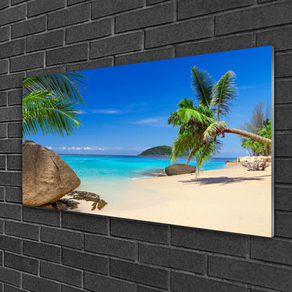 Tableau sur verre de plage 100x50 cm pour transformer votre chambre en havre de paix marin