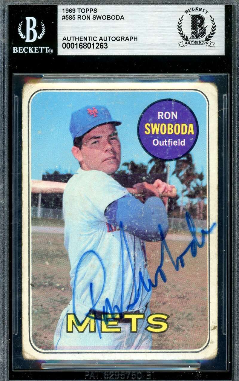 Ron Swoboda Beckett BAS Signed 1969 Topps Autograph