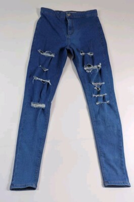 Topshop Joni Stretch Skinny Torn Jeans Size W32 To Fit L34 Inseam Measures  30in UK