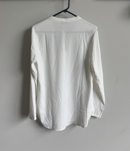 NWT, Timeson Blouse Womens Medium White Long Sleeve Career Casual V Neck Flowy - Picture 3 of 4