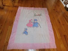 Handmade Three Little Bears Applique Quilt Crib Cover Blanket Vintage