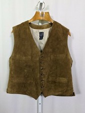 Gap Vintage Brown Suede Leather Backstrap Vest Waistcoat Large