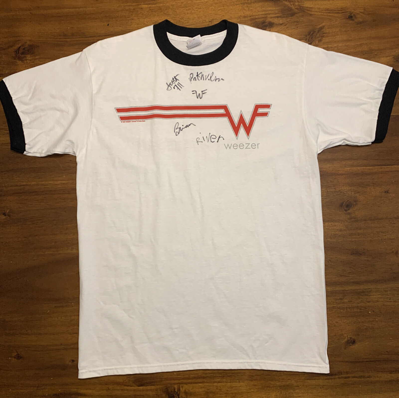 1995 Weezer Ringer T-shirt Size Large Signed Band… - image 1