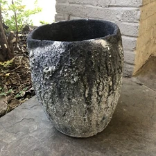 Large 14 Antique Foundry Crucible Industrial Brutalist Garden Vase Pot Decor Vtg