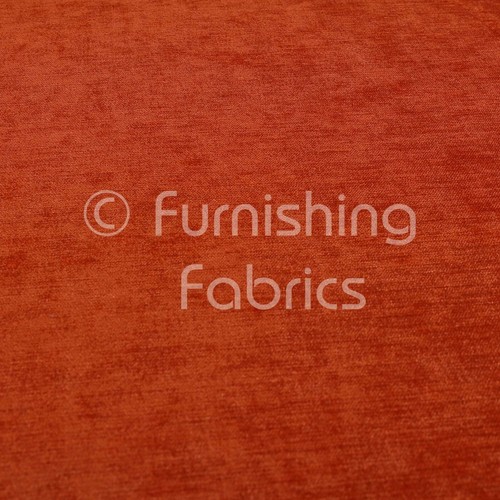 New Luxurious Soft Low Pile Chenille Fabric Curtains Upholstery Orange Fabric - Picture 2 of 4