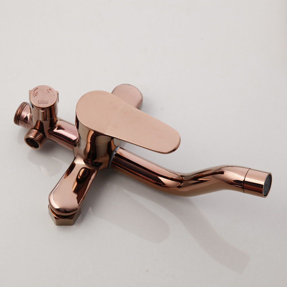 8''Rose Gold Shower Faucet Set Square Head Shower With Hand Shower