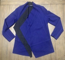 Eileen Fisher Women's 96 MERINO WOOL Blue Open Front Cardigan Sweater - Size S