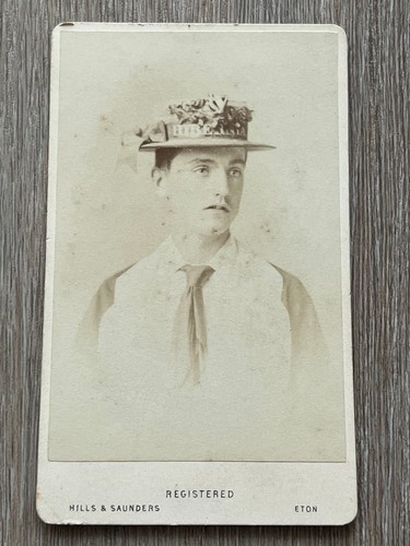 victorian cdv photo -  eton college boy with hat