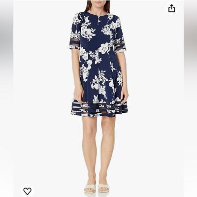 Jessica Howard Womens Floral Dress Size Petite Elbow Sleeves