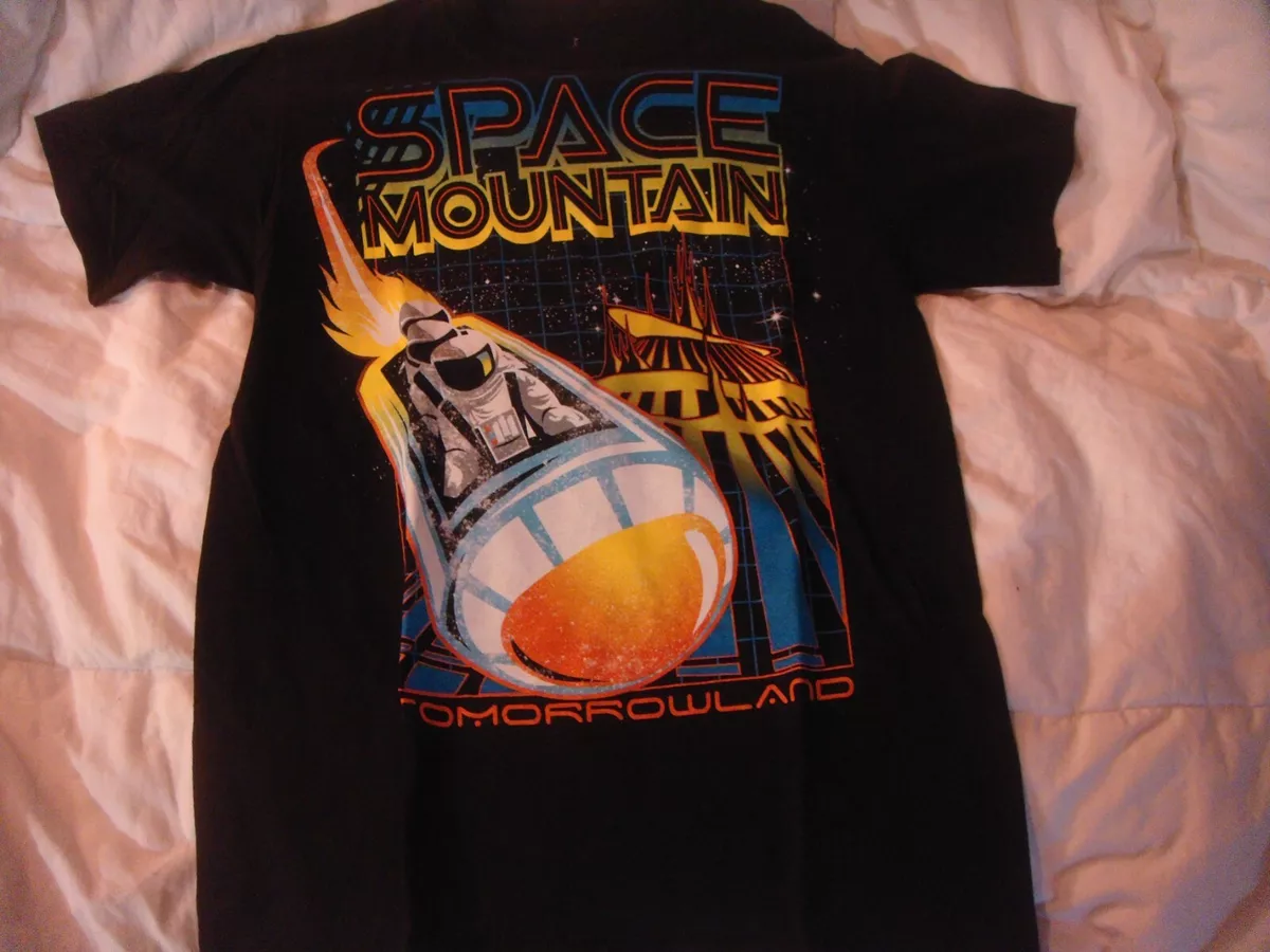 Disneyland Walt Disney World Hanes black t shirt S Space Mountain tomorrowland