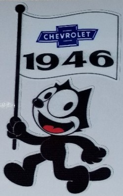 Felix the cat 1946 Chevrolet Flag Die Cut Decal Chevy Bomb Lowrider Rat/Hot Rod 