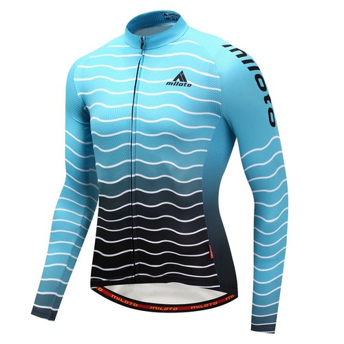 Winter Bicycle Clothing Men's Long Sleeve Thermal Fleece Cycling Jersey Top - Picture 4 of 13